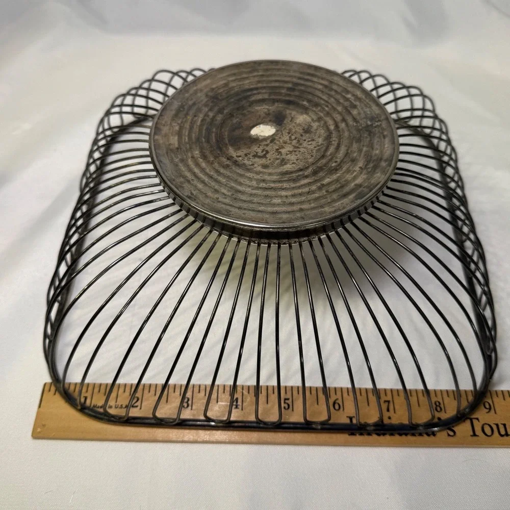 Vintage Silver Plated‎ Square Wire Fruit Basket Centerpiece Bowl 9 Inch